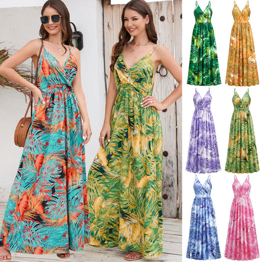 Flowers Long Dress Summer Swing Holiday Beach Dress